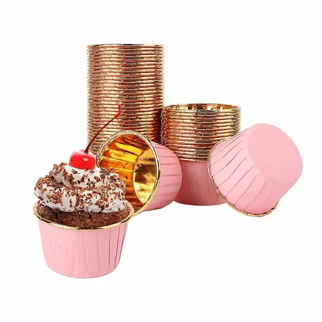 کپسول کاپ کیک گرد کف طلایی