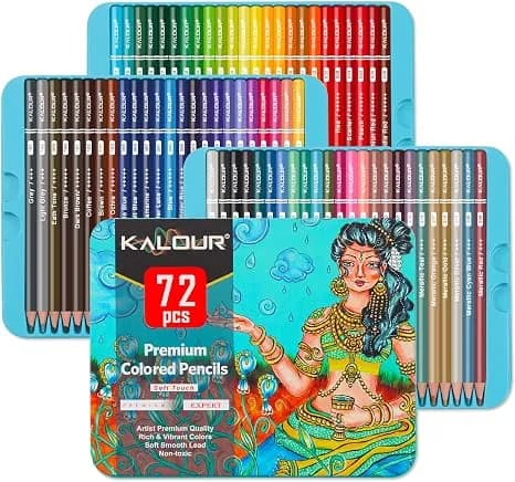 مدادرنگی 72 رنگ جعبه فلزی طرح بانو کالور KALOUR