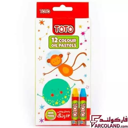 پاستل روغنی 12 رنگ توتو جعبه مقوایی کد Toto 1096