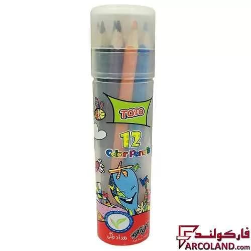 مداد رنگی 12 رنگ توتو جعبه استوانه ای کد Toto 1501
