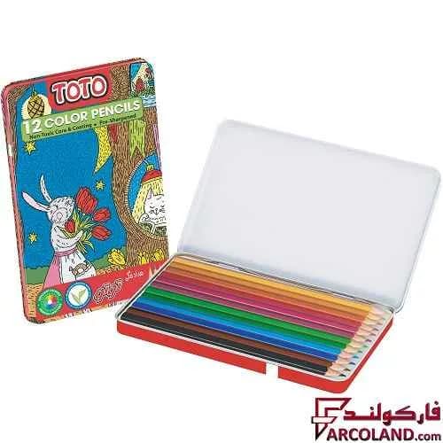 مداد رنگی 12 رنگ توتو جعبه فلزی کد Arya 1401 — تصویر ۲