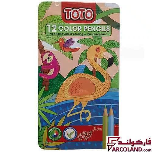 مداد رنگی 12 رنگ توتو جعبه فلزی کد Arya 1401