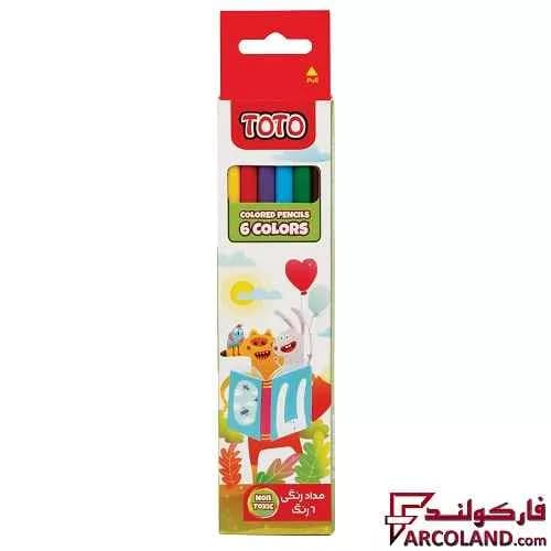 مداد رنگی 6 رنگ توتو جعبه مقوایی مدل Toto 1310