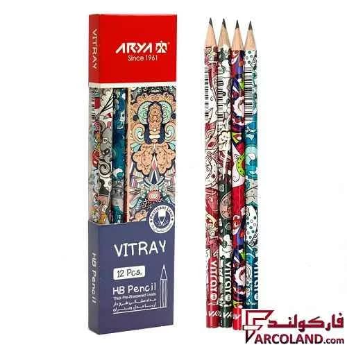 مداد مشکی طرح دار آریا مدل Arya 3042 بسته 12 عددی