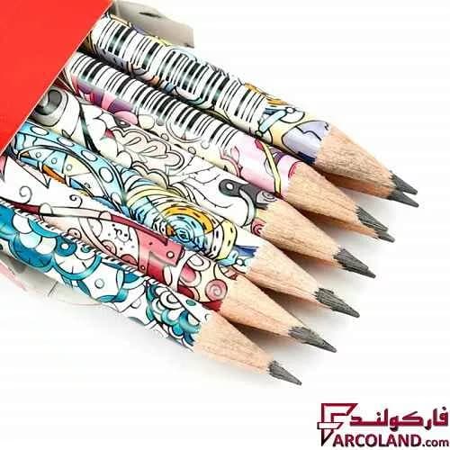 مداد مشکی طرح دار آریا مدل Arya 3042 بسته 12 عددی — تصویر ۲