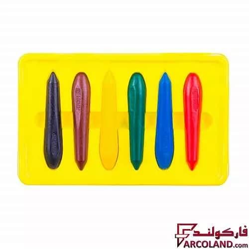 مداد شمعی 6 رنگ آریا مدل کرایون Arya Crayons 2051 — تصویر ۲