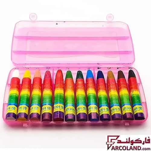 پاستل روغنی 12 رنگ آریا کیفی پلاستیکی کد Arya 2010 — تصویر ۳