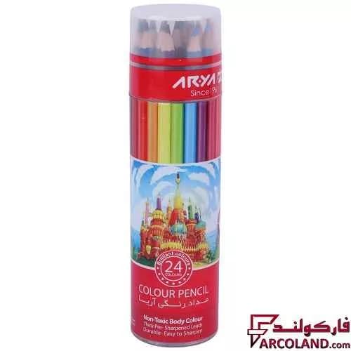 مداد رنگی 24 رنگ آریا جعبه استوانه ای کد Arya 3055