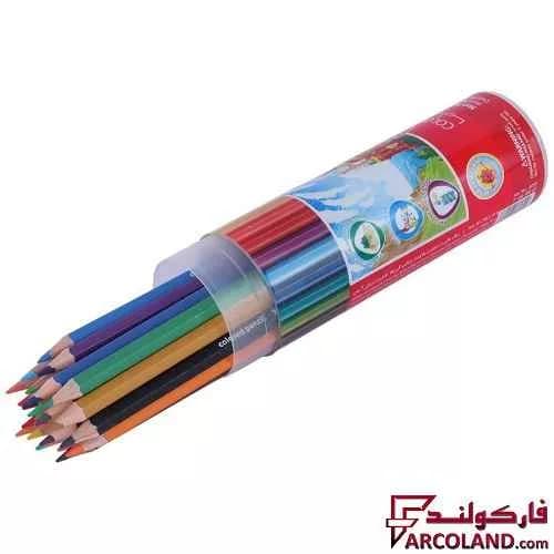 مداد رنگی 24 رنگ آریا جعبه استوانه ای کد Arya 3055 — تصویر ۲