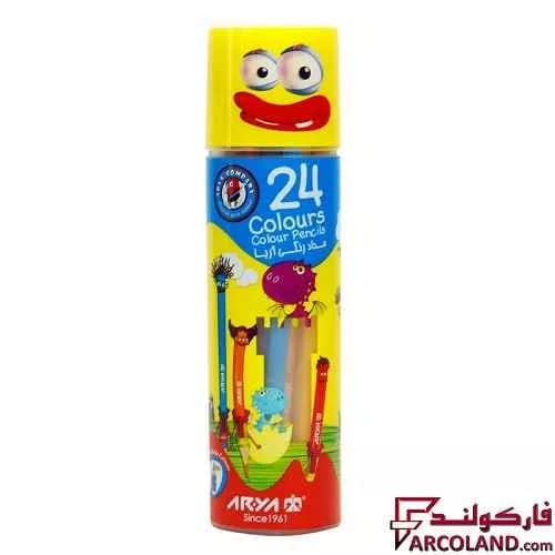 مداد رنگی 24 رنگ آریا جعبه استوانه ای کد Arya 3052