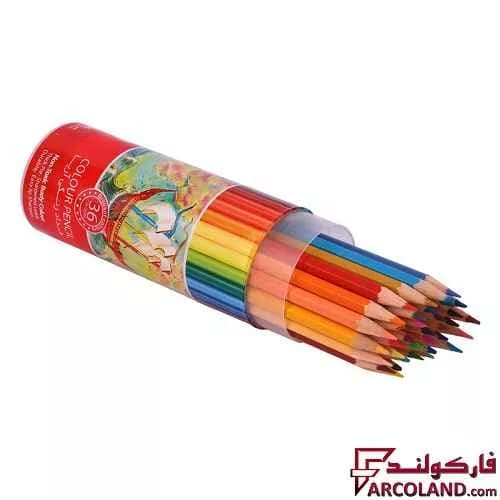 مداد رنگی 36 رنگ آریا جعبه استوانه ای کد Arya 3056 — تصویر ۳