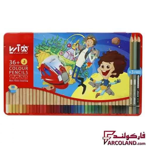 مداد رنگی 3+36 رنگ آریا جعبه فلزی کد Arya 3023 — تصویر ۴