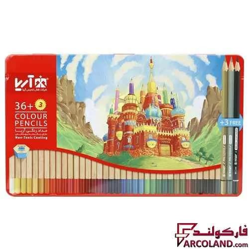 مداد رنگی 3+36 رنگ آریا جعبه فلزی کد Arya 3023 — تصویر ۵