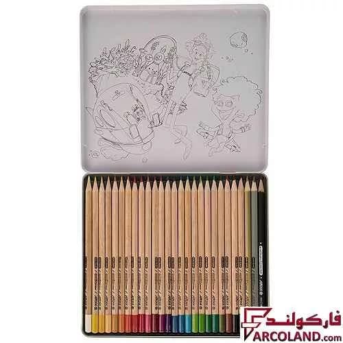 مداد رنگی 3+24 رنگ آریا جعبه فلزی کد Arya 3022 — تصویر ۴