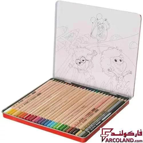 مداد رنگی 3+24 رنگ آریا جعبه فلزی کد Arya 3022 — تصویر ۲