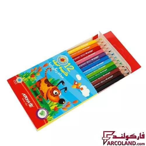 مداد رنگی 12 رنگ آریا جعبه مقوایی کد Arya 3072 — تصویر ۲