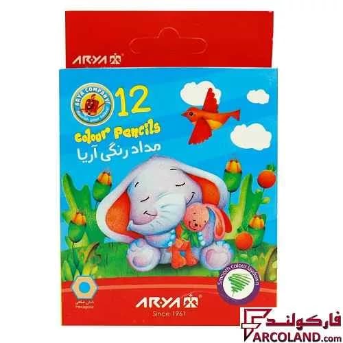 مداد رنگی 12 رنگ آریا جعبه مقوایی کد Arya 3072