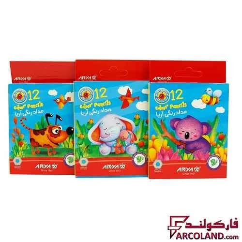 مداد رنگی 12 رنگ آریا جعبه مقوایی کد Arya 3072 — تصویر ۳