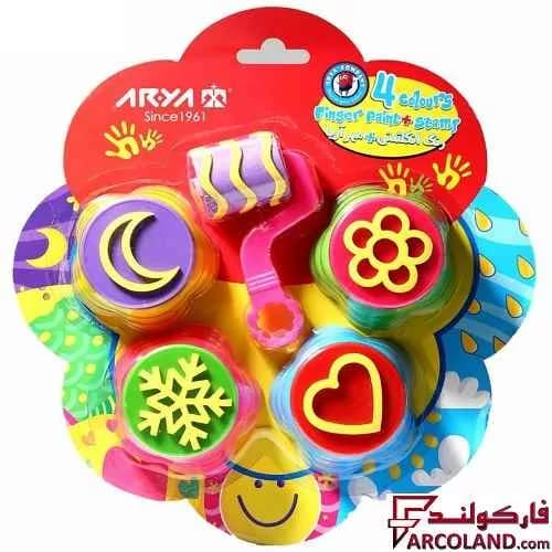رنگ انگشتی 4 رنگ آریا به همراه غلتک و تمبر مدل Arya 7030 — تصویر ۳