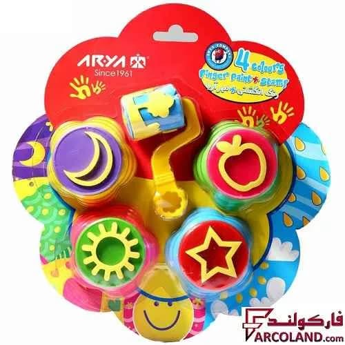 رنگ انگشتی 4 رنگ آریا به همراه غلتک و تمبر مدل Arya 7030 — تصویر ۲