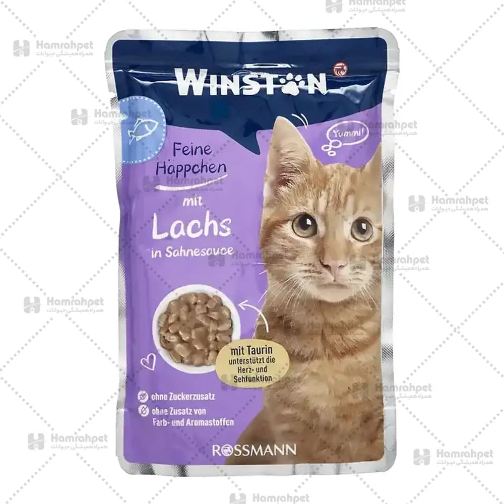 پوچ گربه وینستون طعم ماهی سالمون Winston Salmon In Herbs Jelly