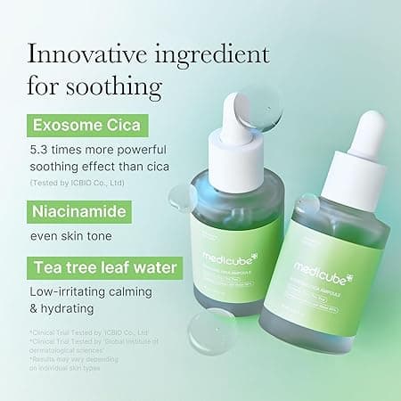 سرم اگزوزوم سیکا مدیکیوب ترمیم‌کننده، تسکین دهنده قوی پوست و ضدجوشMedicube Exosome Cica Serum مناسب انواع پوست حجم 30 میلی لیتر — تصویر ۷