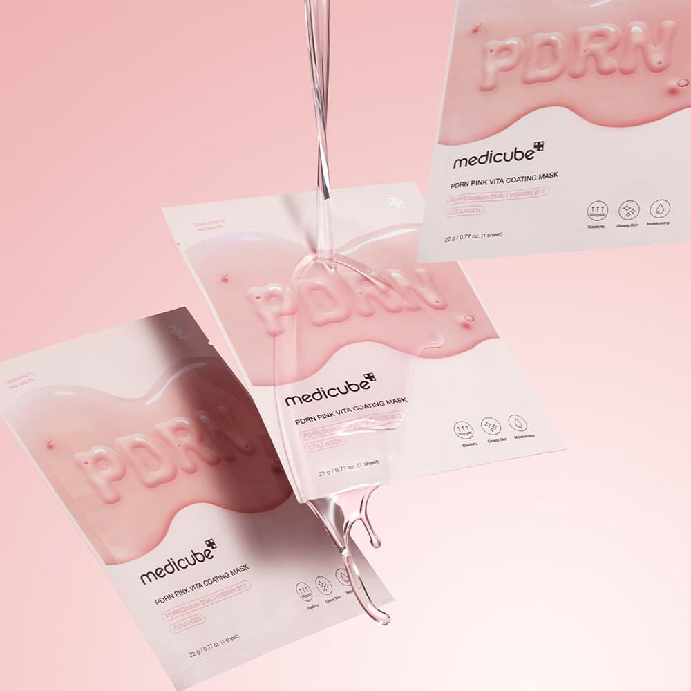 ماسک ورقه ای بازسازی و درخشان کننده پوست مدیکیوب Medicube pdrn pink vita coating mask مناسب انواع پوست — تصویر ۴