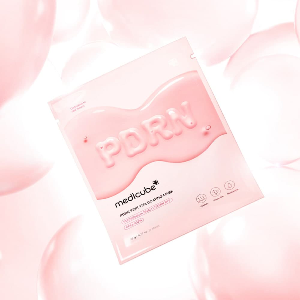 ماسک ورقه ای بازسازی و درخشان کننده پوست مدیکیوب Medicube pdrn pink vita coating mask مناسب انواع پوست — تصویر ۲