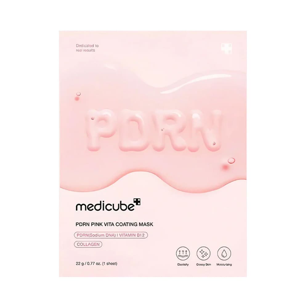ماسک ورقه ای بازسازی و درخشان کننده پوست مدیکیوب Medicube pdrn pink vita coating mask مناسب انواع پوست