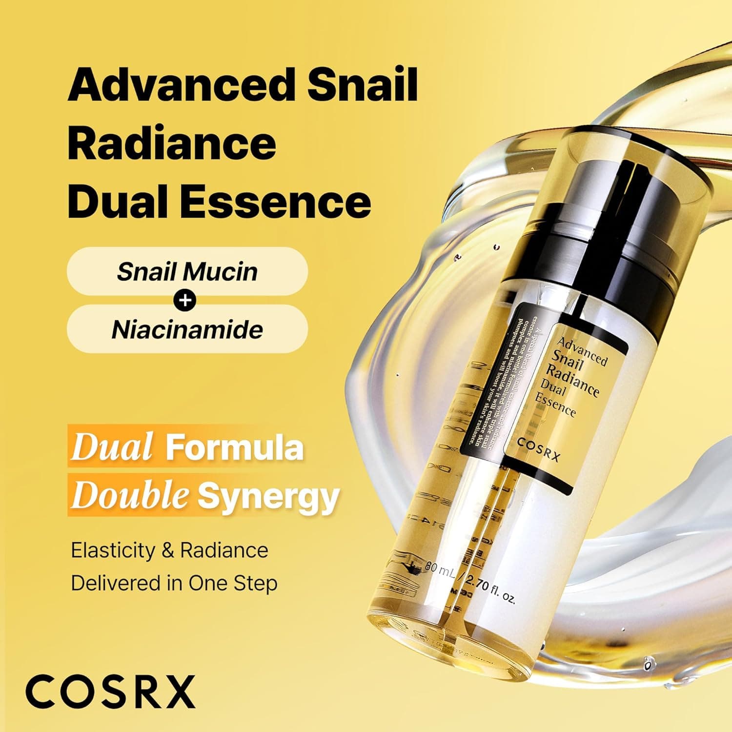اسنس دو گانه حلزون کوزارکس COSRX Advanced Snail Radiance Dual Essence مناسب انواع پوست حتی حساس حجم 80 میلی لیتر — تصویر ۵