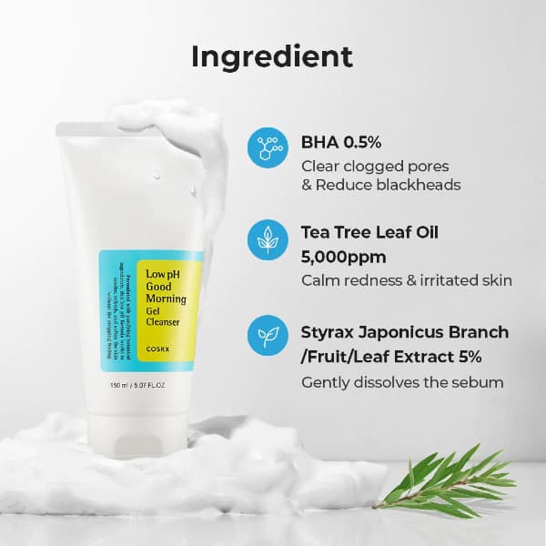 ژل شستشو صورت کوزارکس مدل گود مورنینگ COSRX Low pH Good Morning Gel Cleanser مناسب برای انواع پوست حجم 150 میلی لیتر — تصویر ۵