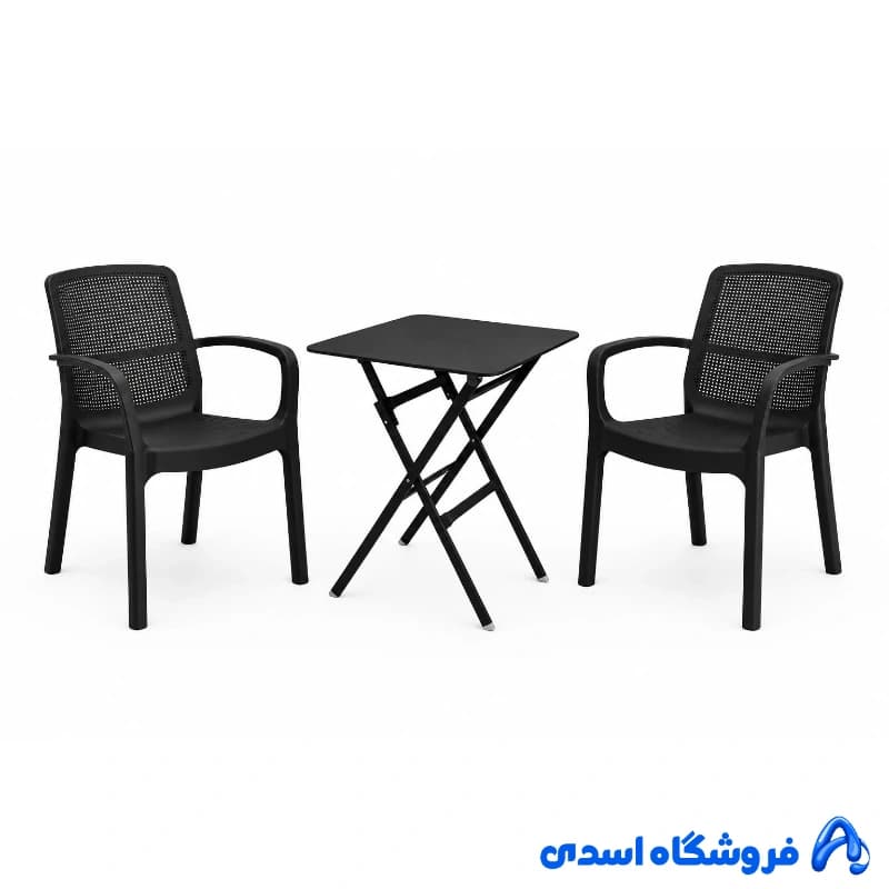 میز و صندلی 2 نفره پلیمری مدل جهان بانو