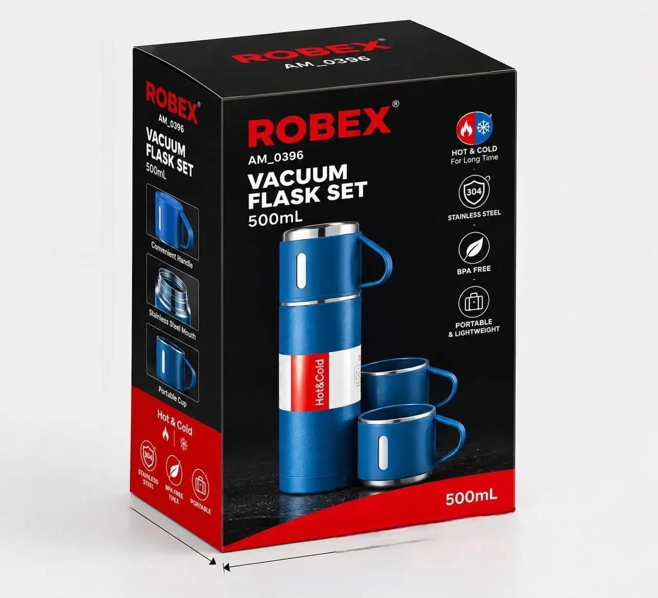 ست فلاسک وکیوم استیل ROBEX مدل AM-0396 ظرفیت ۵۰۰ میلی‌لیتر