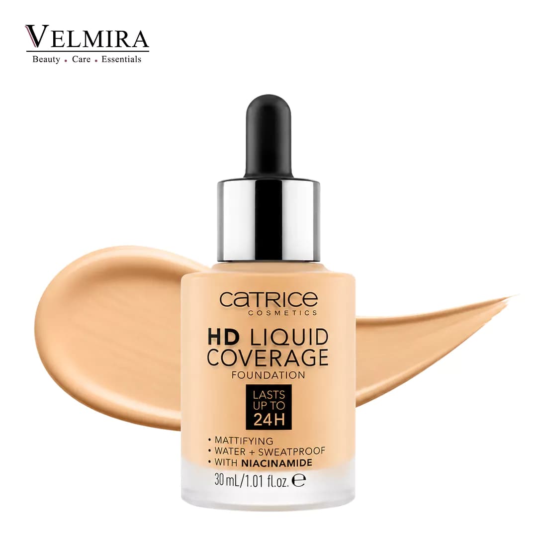 کرم پودر HD لیکویید کاورج کاتریس ۲۴ ساعته، حجم ۳۰ میلی‌لیتر – Catrice HD Liquid Coverage Foundation 30ml