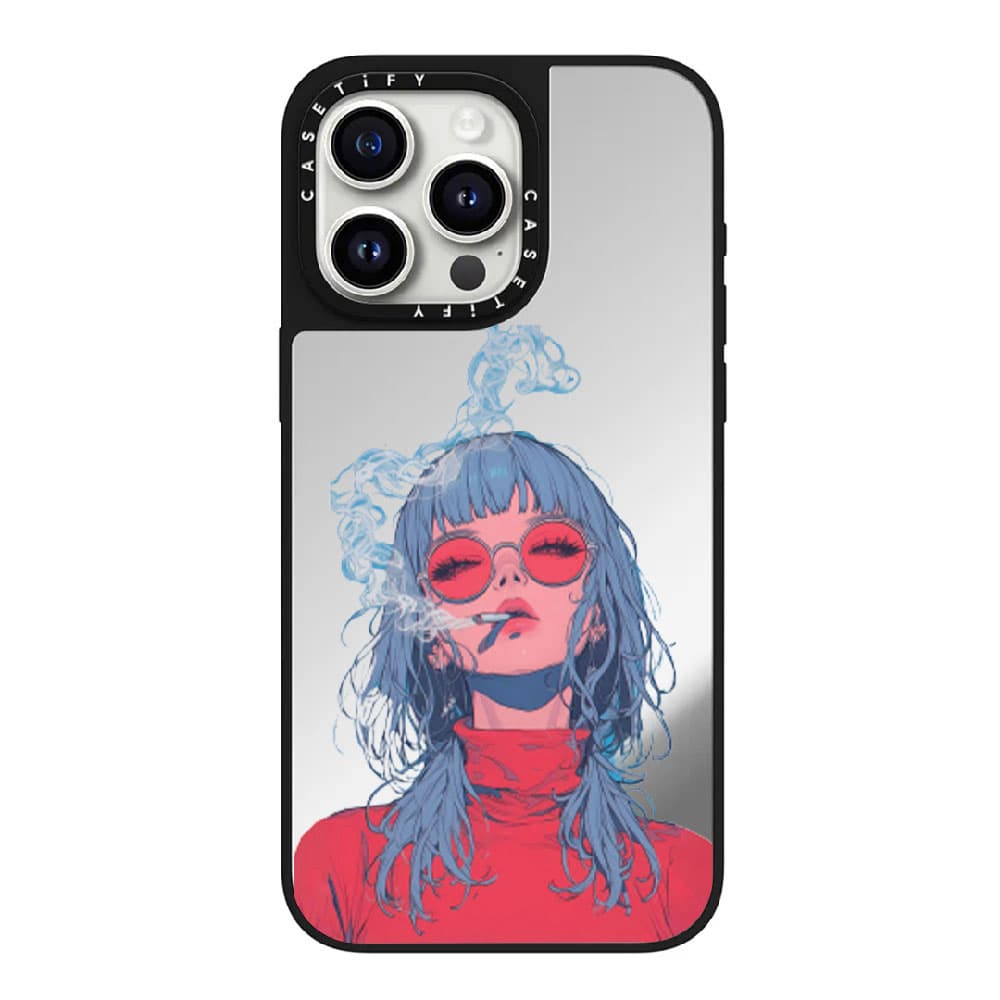 قاب آینه ای چاپی سفارشی (کد 0187) مدل blueRed girl – دختر قرمز ابی مناسب برای گوشی موبایل اپل آیفون Apple iPhone 7 / 8 / SE 2020 / 7 Plus / 8 Plus / X / XS / XR / XS Max / 11 / 11 Pro / 11 Pro Max / 1