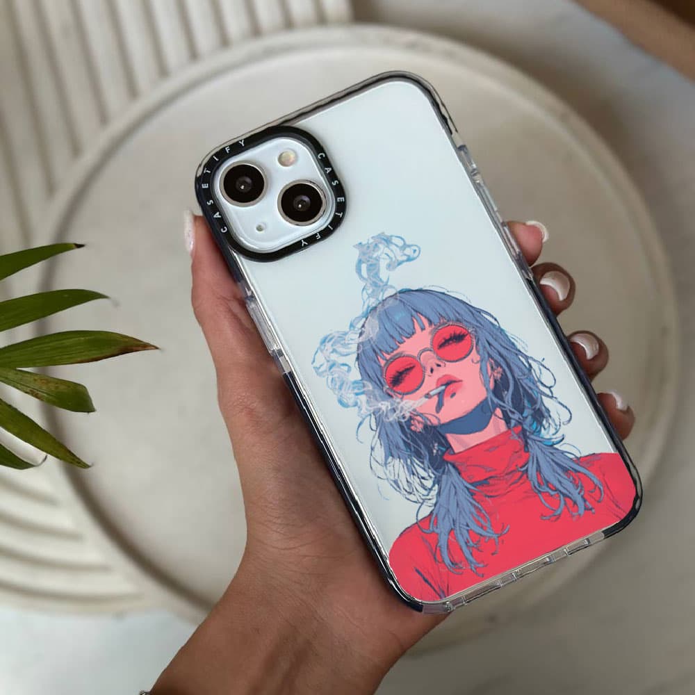 قاب شفاف چاپی سفارشی (کد 0187) مدل blueRed girl – دختر قرمز ابی مناسب برای گوشی موبایل سامسونگ Galaxy A06 / A10S / A12 / A13 / A14 / A15 / A16 / A20 / A21S / A22 4G / A22 5G / A23 / A24 / A30 / A30S /