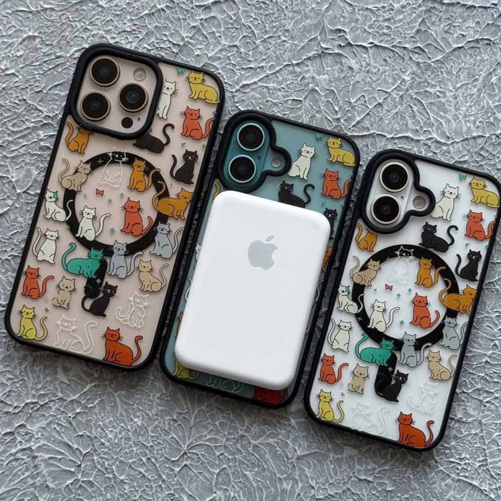 قاب مگسیف گربه های رنگی مناسب برای گوشی موبایل اپل آیفون Apple iPhone 11 / 11 Pro / 11 Pro Max / 12 / 12 Pro / 12 Pro Max / 13 / 13 Pro / 13 Pro Max / 14 / 14 Pro / 14 Pro Max / 15 / 15 Pro / 15 Pro M — تصویر ۴