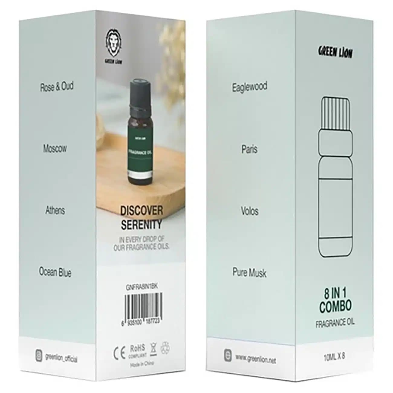 اسانس خوشبو کننده گرین لاین Green Lion مدل GNFRA8IN1BK پک 8 عددی — تصویر ۳