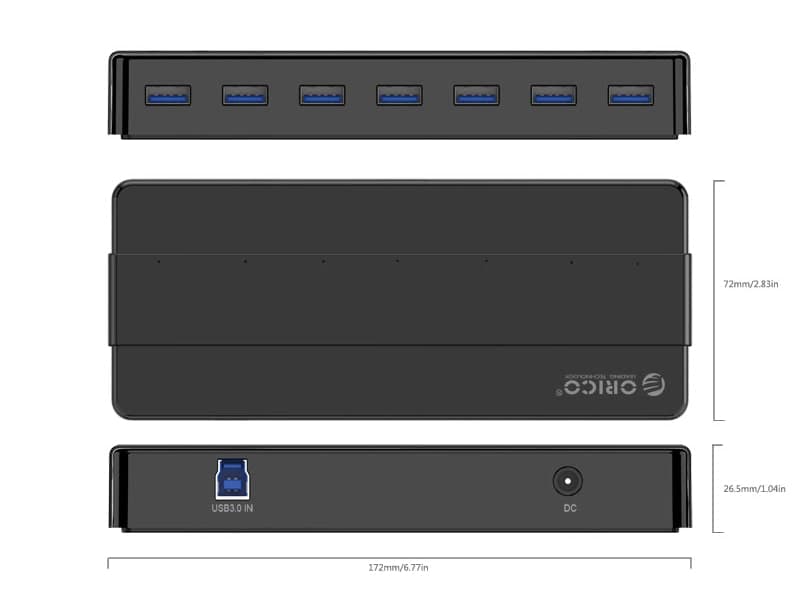 هاب 7 پورت اوریکو ORICO H7928-U3-V1 7 Port USB3.0 Desktop HUB — تصویر ۷