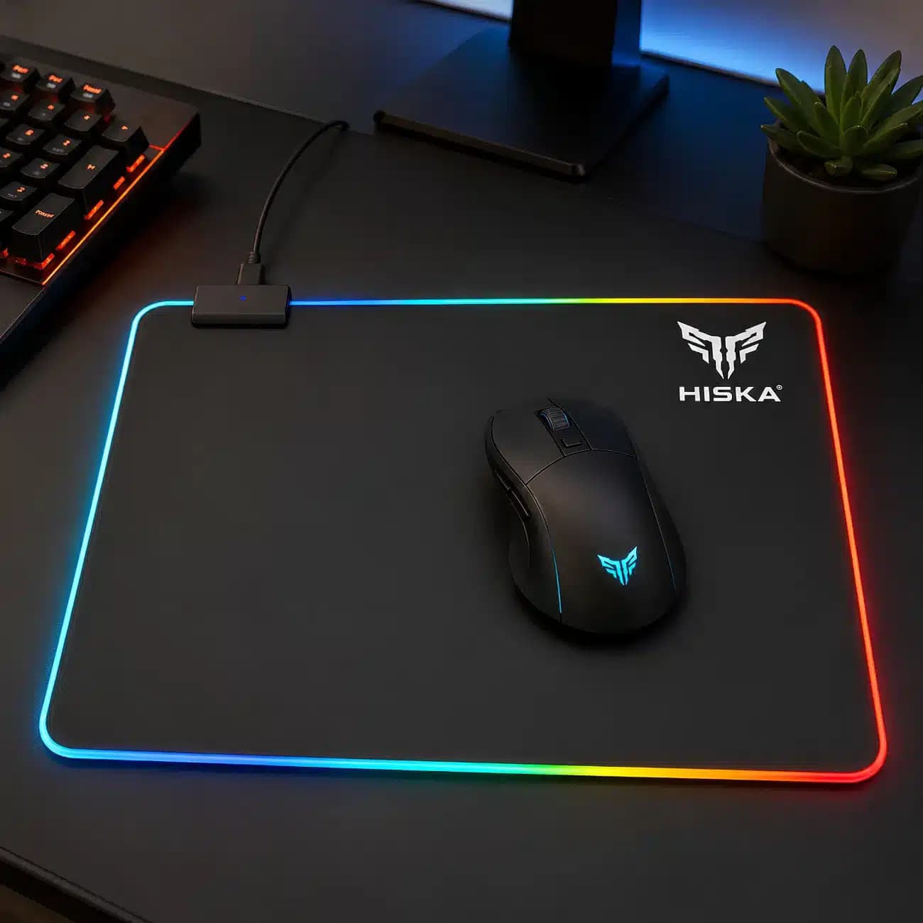 ماوس پد مخصوص بازی هیسکا HISKA مدل HR-61 با نور پردازی RGB — تصویر ۲