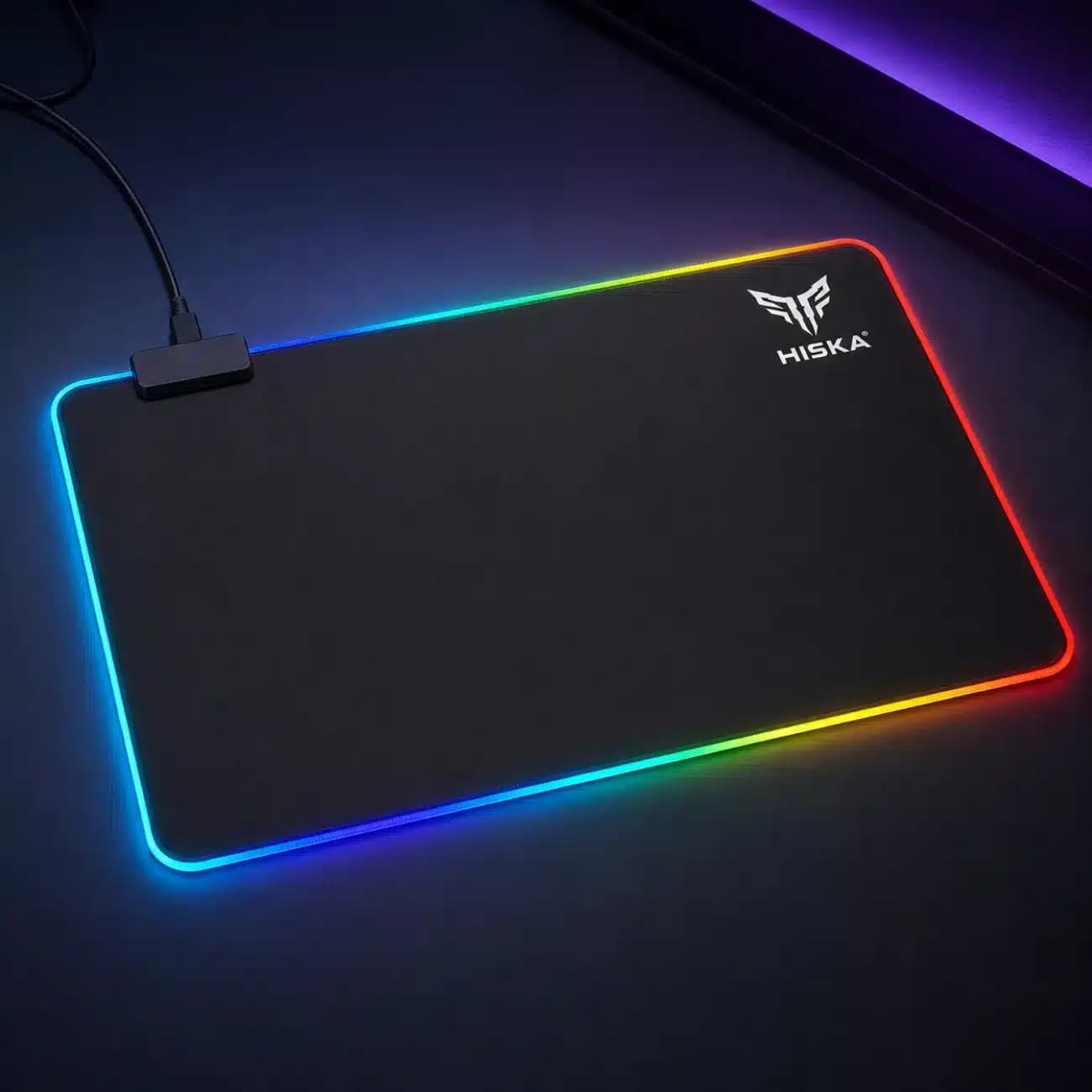 ماوس پد مخصوص بازی هیسکا HISKA مدل HR-61 با نور پردازی RGB — تصویر ۳