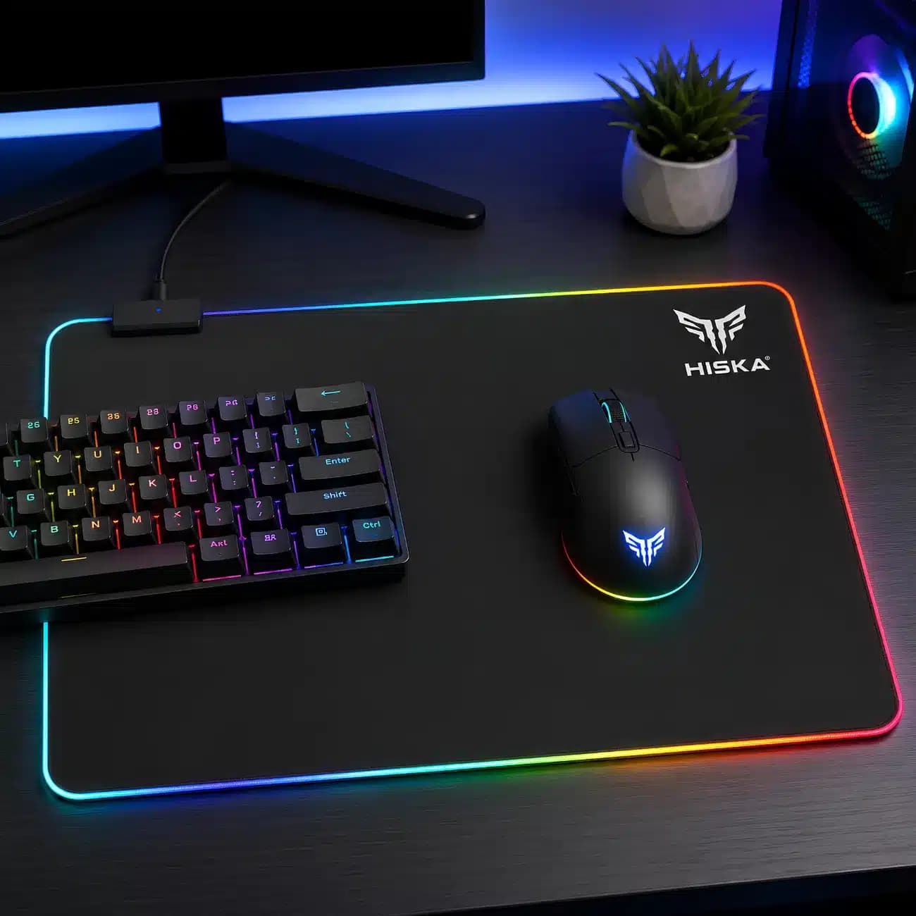 ماوس پد مخصوص بازی هیسکا HISKA مدل HR-61 با نور پردازی RGB — تصویر ۵