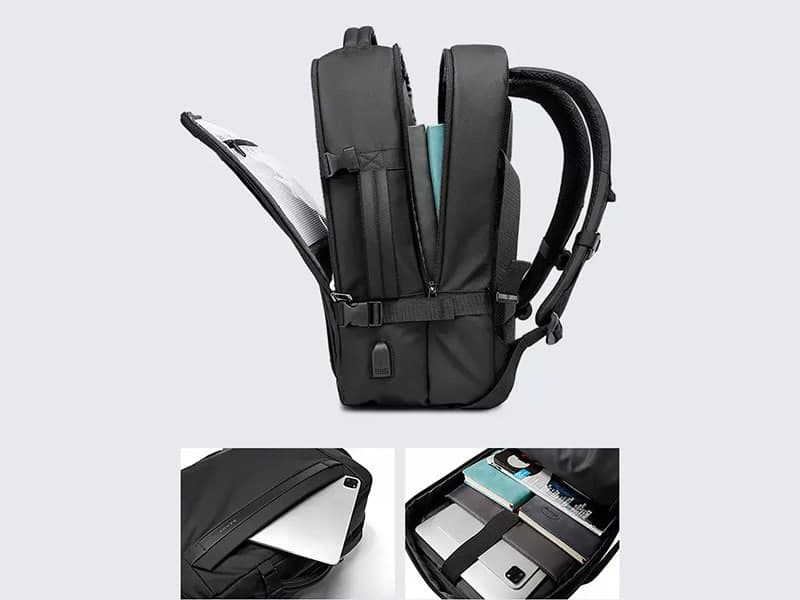 کوله پشتی لپ تاپ 15.6 اینچ و مسافرتی بنج Bange اصل مدلBG-2892 با پورت USB — تصویر ۶