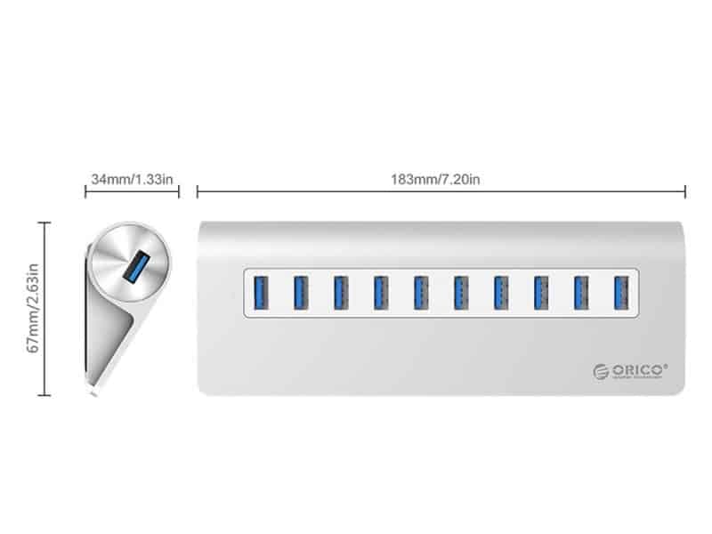 هاب یو اس بی 10 پورت اوریکو Orico M3H10 10Port USB Hub — تصویر ۴
