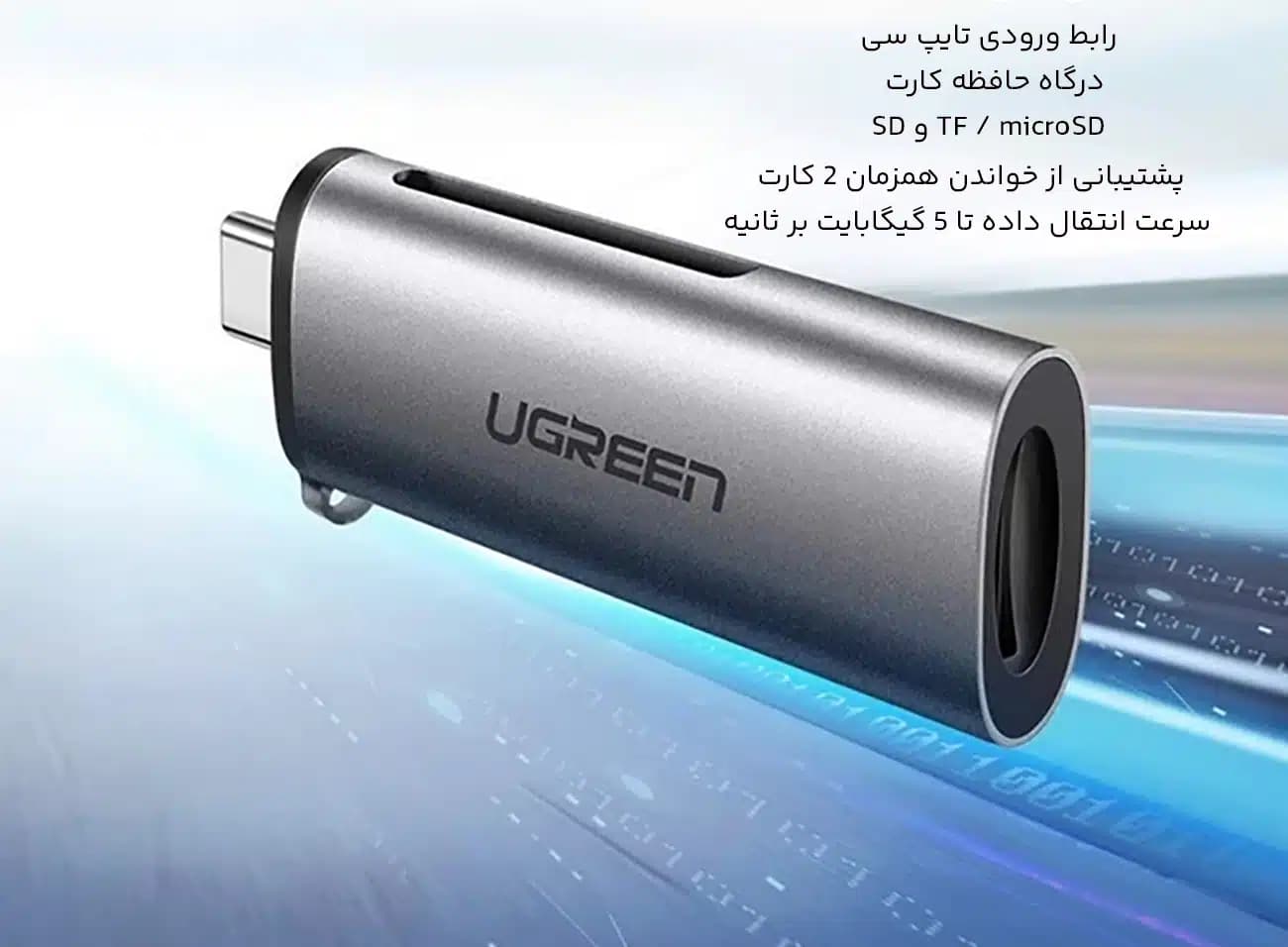 کارت خوان یوگرین UGREEN مدل CM184-50704 با رابط تایپ سی — تصویر ۶