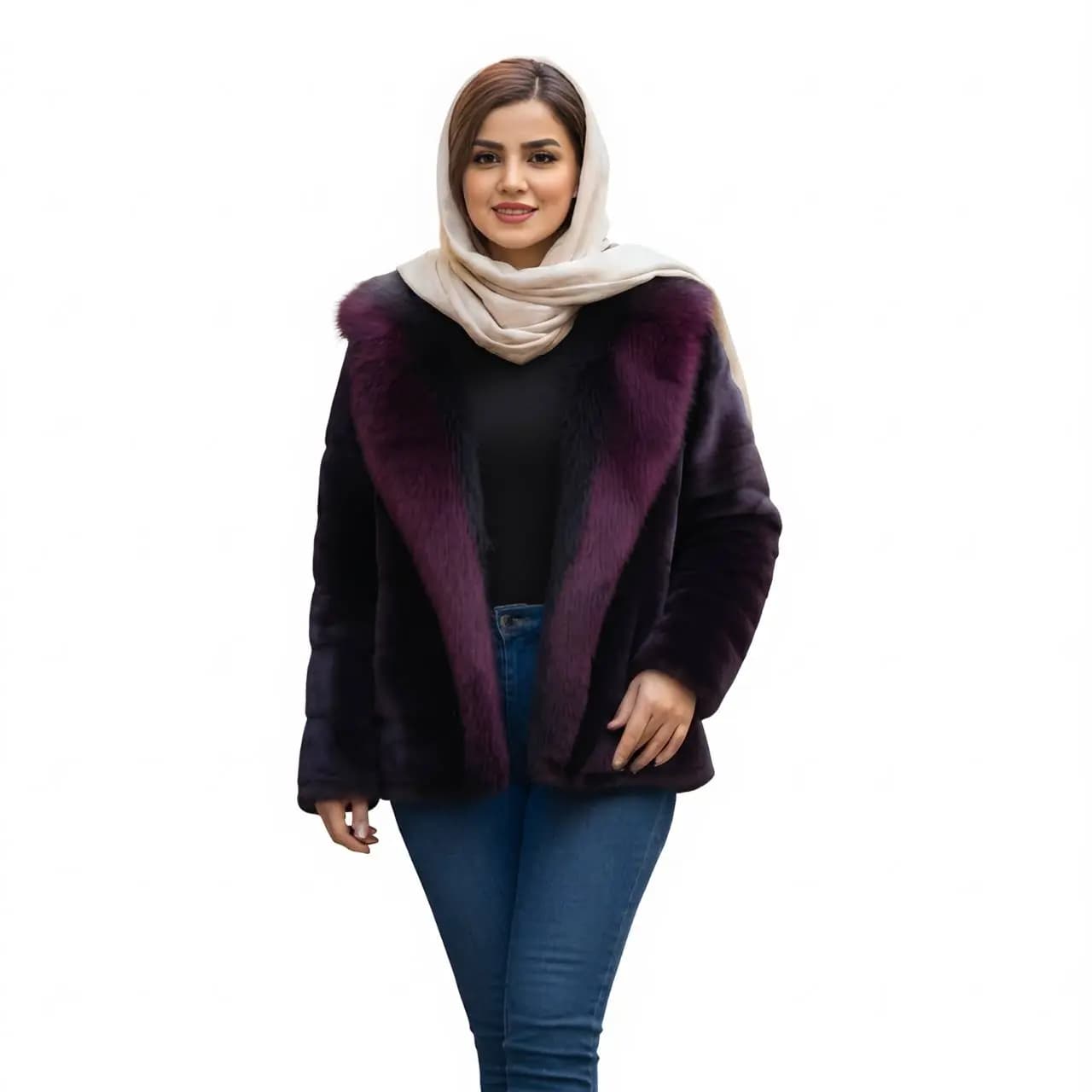 پالتو زنانه پوست و خز مدل روسی کد 206