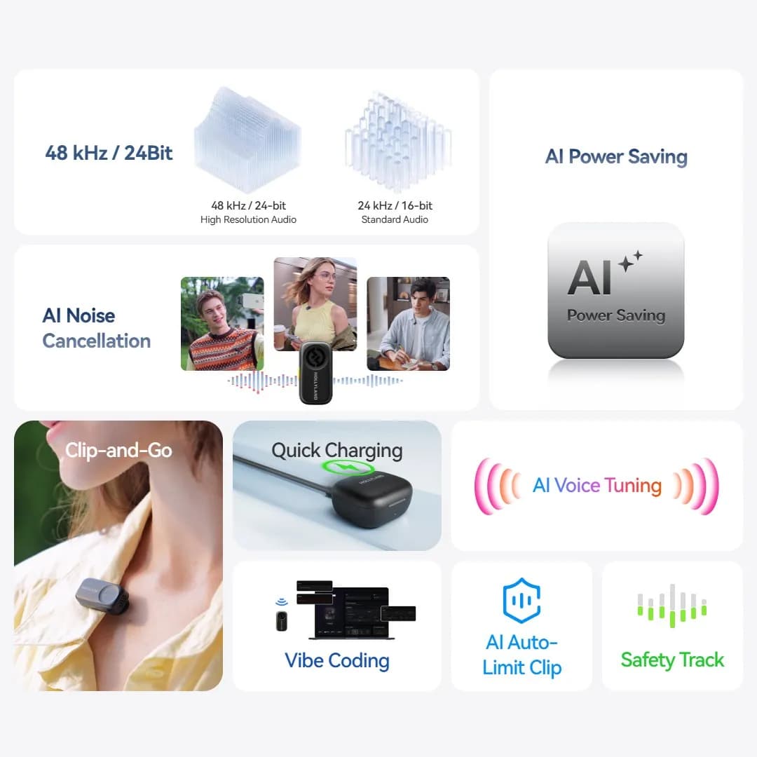 میکروفن بی سیم هالی لند مدل LARK A2 Mini Duo-(عمده-واتس اپ 09358991111-خرید تعداد کم فقط از سایت) — تصویر ۲