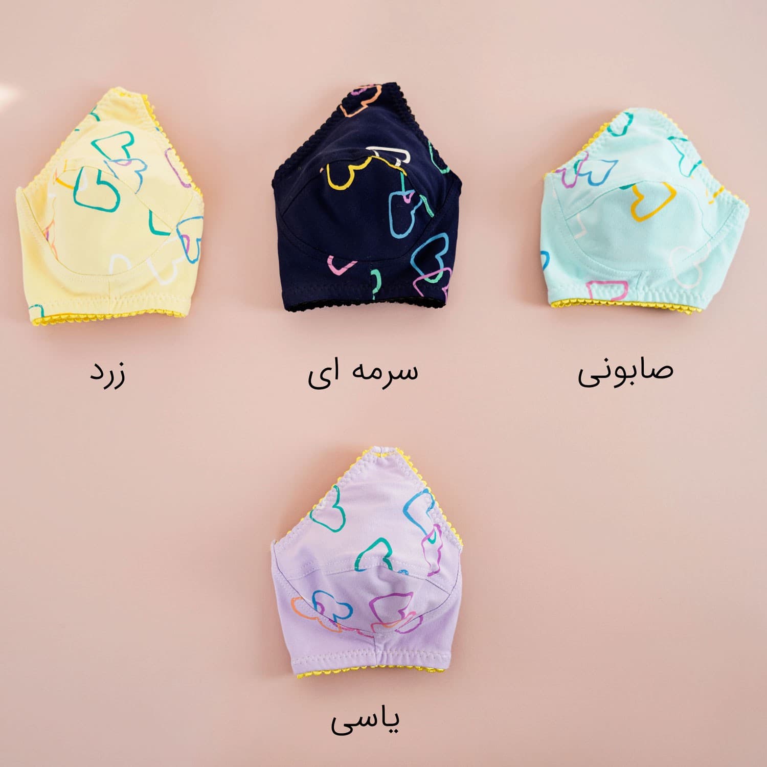 سوتین نخی طرحدار چاپی بدون فنر ـ طرح قلبی — تصویر ۲