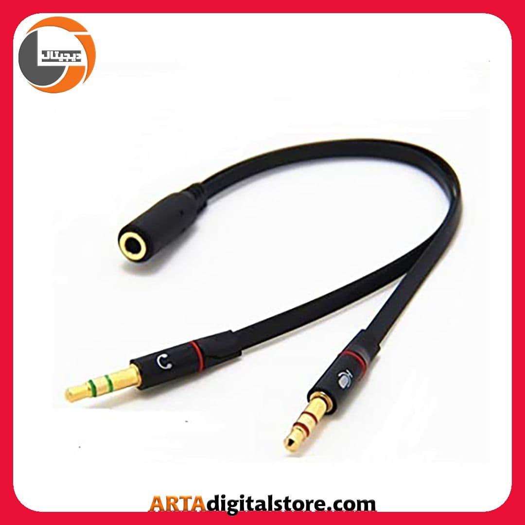 تبدیل 2 به 1 صدا Jack 3.5 Mic splitter Cable 20CM CH — تصویر ۵