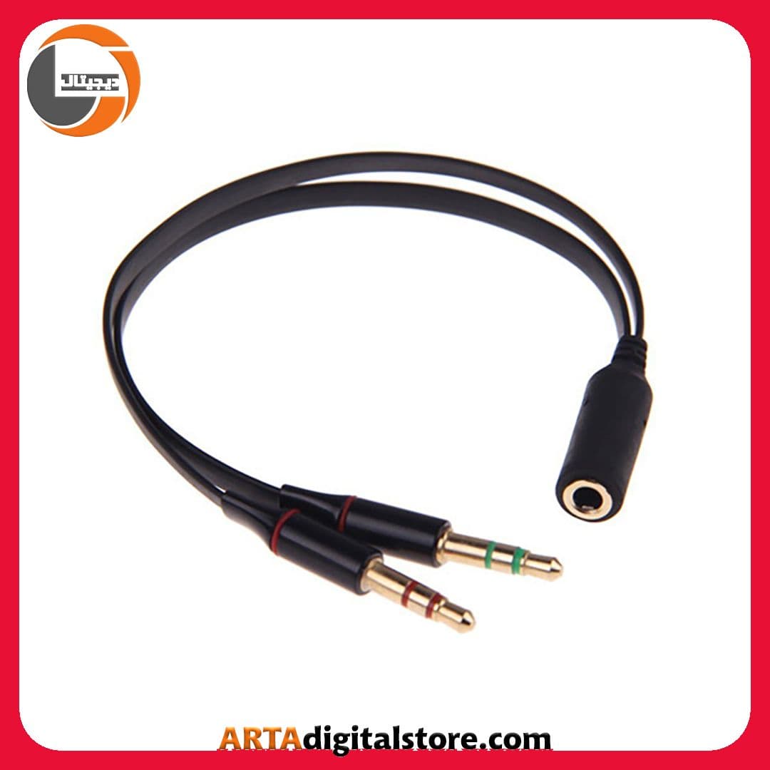 تبدیل 2 به 1 صدا Jack 3.5 Mic splitter Cable 20CM CH — تصویر ۳